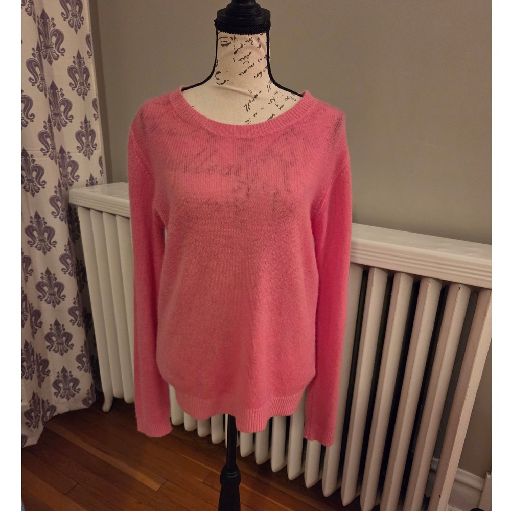 Majestic Filatures Deluxe Tricot 100% Cashmere Muted Pink Rose Sweater Sz 3/L